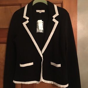 COPY - NWT LOFT  Blazer Black with white contrast trim M